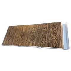 Telha Sanduiche Termoacústica TR35 com Ráfia e Núcleo EPS – 0,43 mm x 30 mm x 6 metros (Madeira Clara)